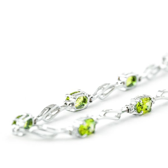 14K. SOLID GOLD BRACELET WITH PERIDOT & DIAMOND - Picture 5 of 9